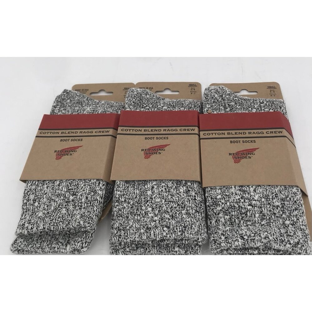 Red Wing Shoes Cotton Ragg Crew Socks Womens Size 4-7 Men 3-6 Three Pairs Black